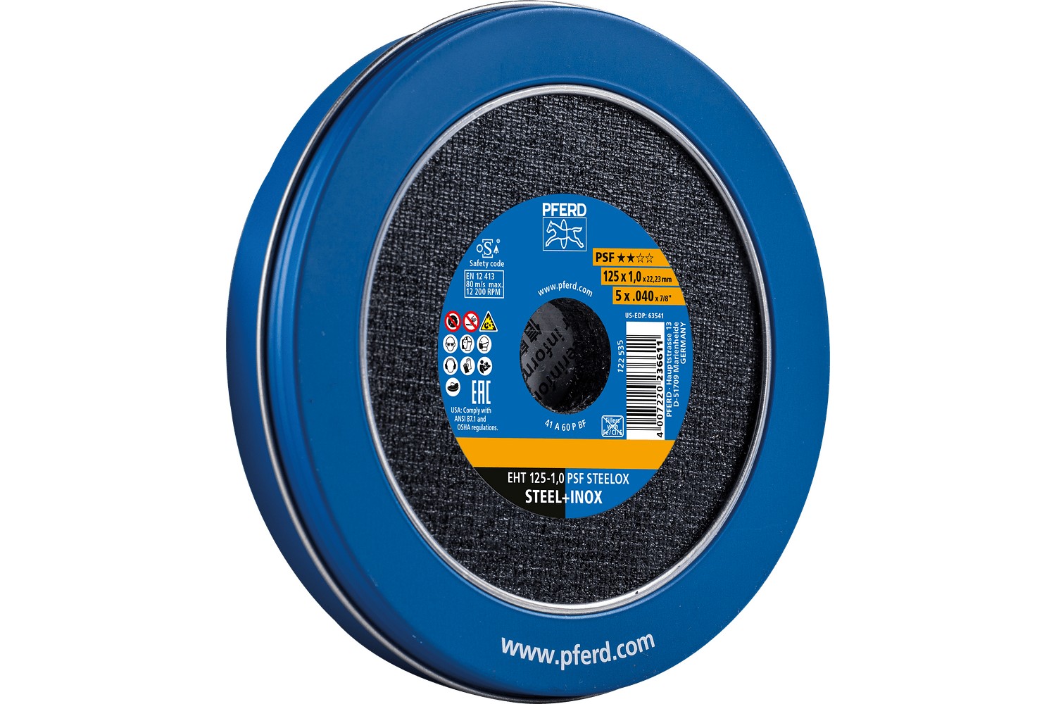 Disco de corte EHT 125x1,0x22,23 mm recto línea universal PSF STEELOX para acero/acero inoxidable (10)