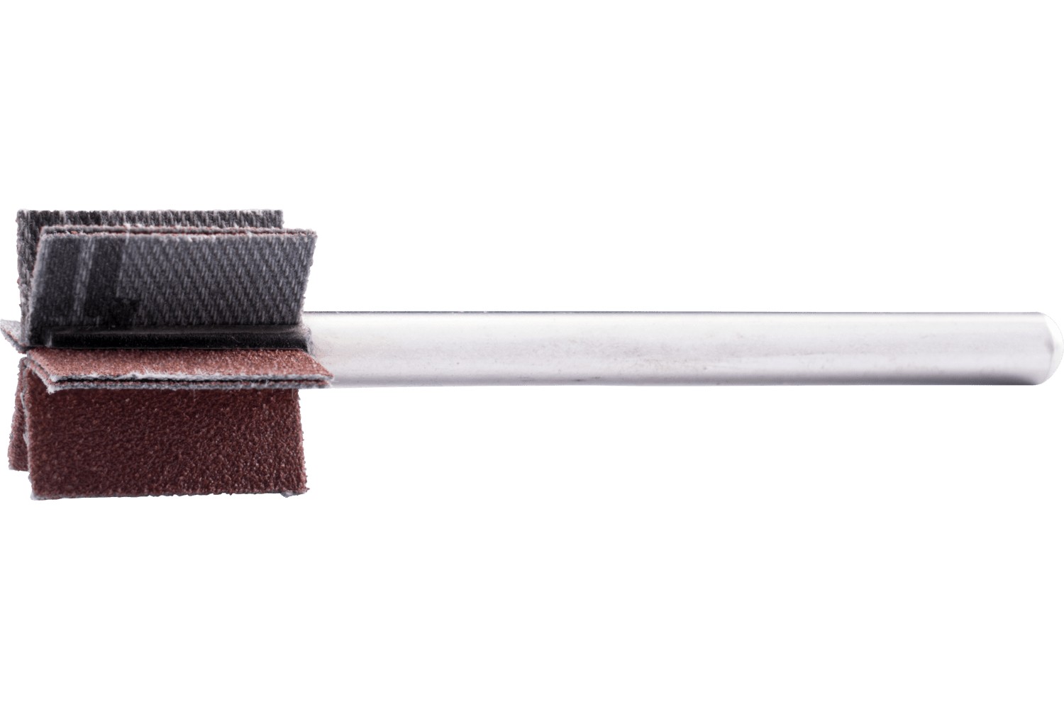 Abanico lijador de corindón F Ø 20x20 mm, mango Ø 6 mm, longitud 60 mm, láminas 6x2, láminas A120 para lijado fino y acabado