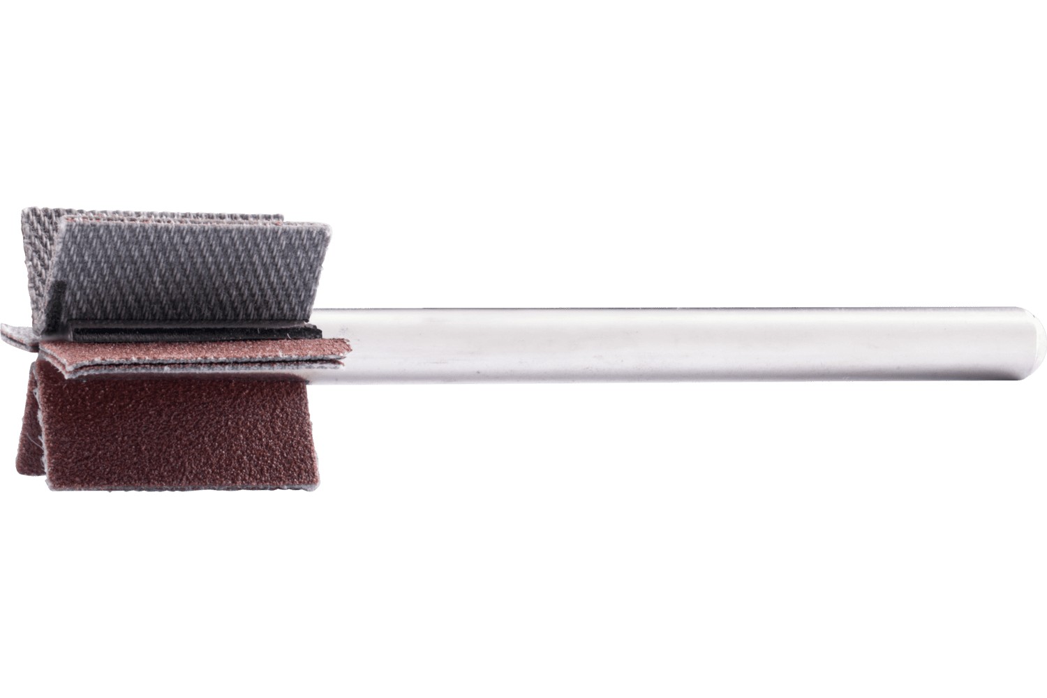 Abanico lijador de corindón F Ø 20x20 mm, mango Ø 6 mm, longitud 60 mm, láminas 6x2, láminas A150 para lijado fino y acabado