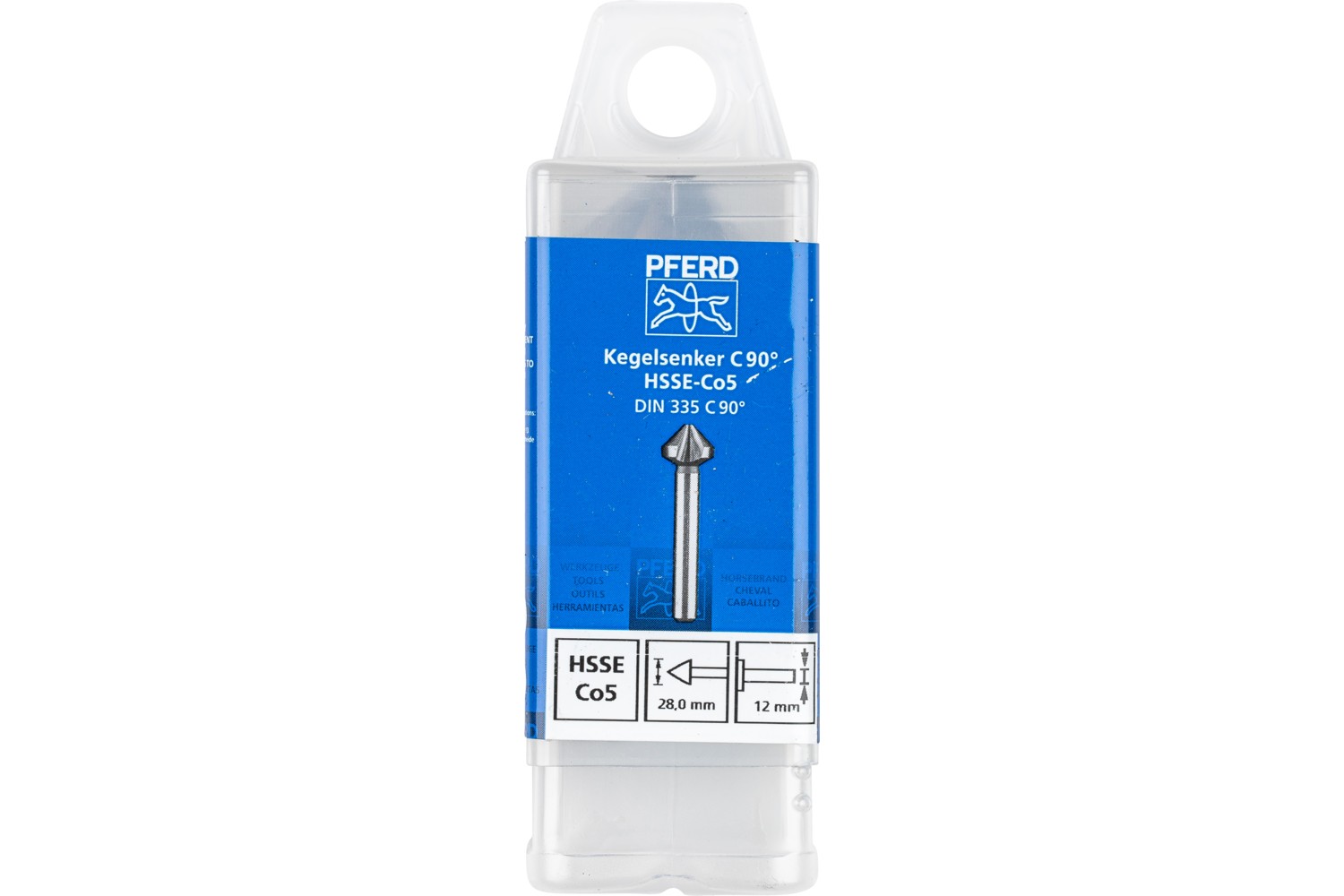 Avellanador y avellanador cónico Co5 HSSE 90° Ø 28 mm, mango Ø 12 mm DIN 335 C, vástago triangular