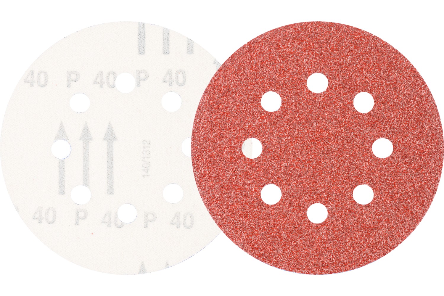 Disco de lija sistema velcro universal de corindón KSS Ø 125 A40 8 orificios de extracción para lijadora orbital