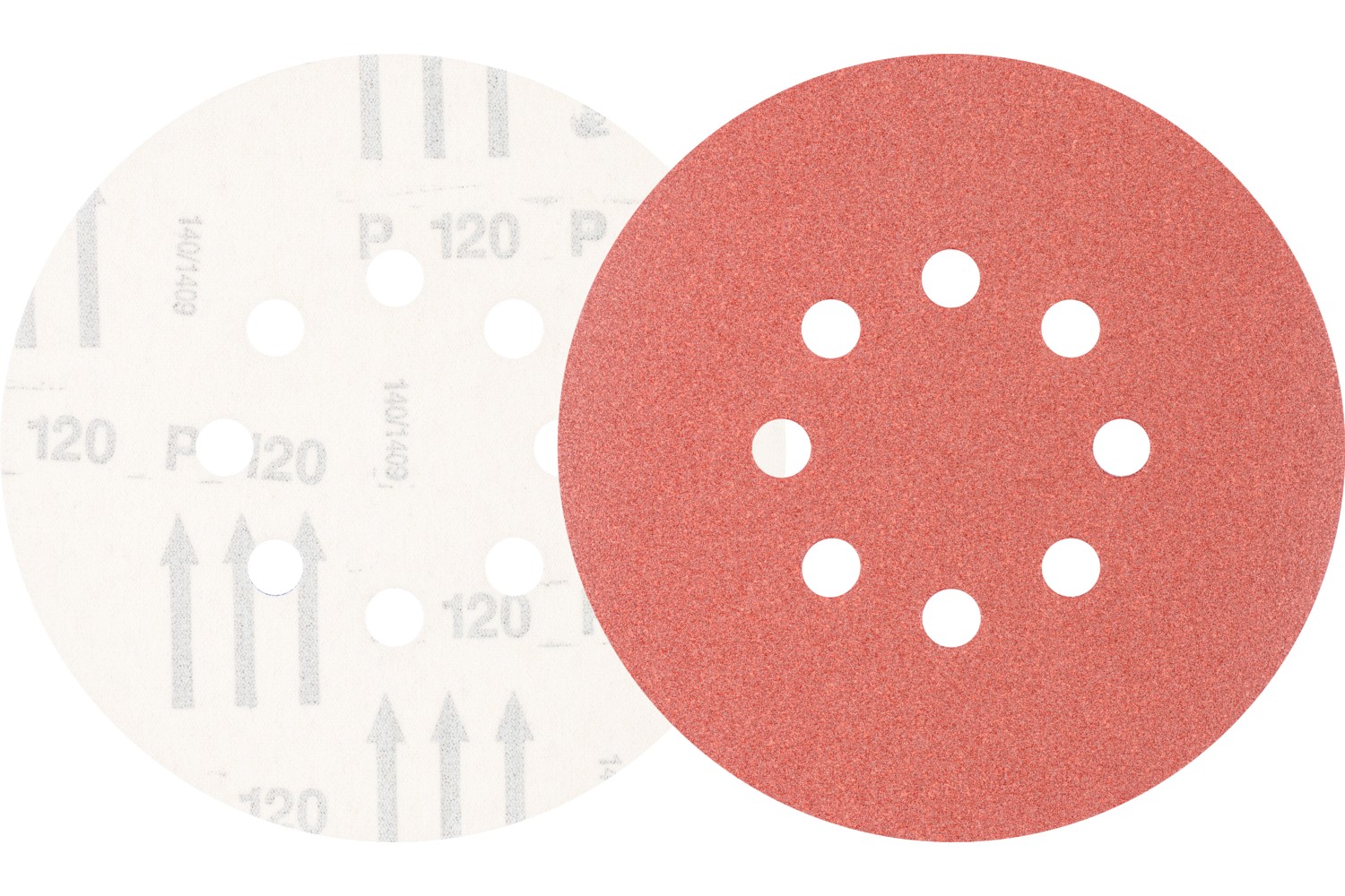 Disco de lija sistema velcro universal de corindón KSS Ø 150 A120 8 orificios de extracción para lijadora orbital