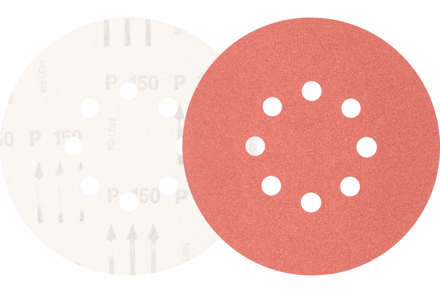 Disco de lija sistema velcro universal de corindón KSS Ø 150 A150 8 orificios de extracción para lijadora orbital