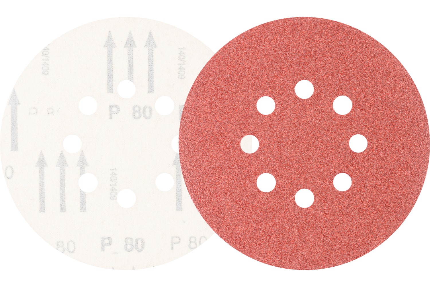 Disco de lija sistema velcro universal de corindón KSS Ø 150 A80 8 orificios de extracción para lijadora orbital