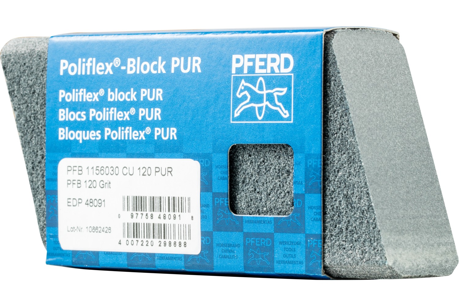 Bloques lijadores Poliflex 30x60x115 mm aglomerante PUR SIC120 para lijado fino y acabado