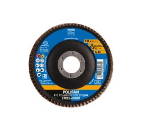 Disco de láminas lijadoras POLIFAN PFC 115x22,23 mm cónico A40 línea universal PSF 5115 STEELOX acero/acero inoxidable