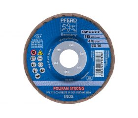 Disco de láminas lijadoras STRONG POLIFAN PFC 115x22,23 mm cónico CO-FREEZE 36 SGP INOX acero inoxidable