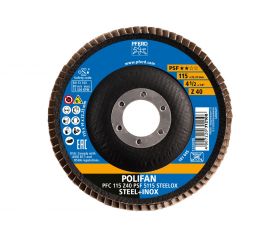 Disco de láminas lijadoras POLIFAN PFC 115x22,23 mm cónico Z40 línea universal PSF 5115 STEELOX acero/acero inoxidable