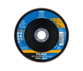 Disco de láminas lijadoras POLIFAN PFC 150x22,23 mm cónico Z40 línea universal PSF STEELOX acero/acero inoxidable