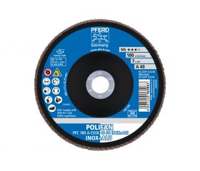 Disco de láminas lijadoras POLIFAN PFC 180x22,23 mm cónico A-COOL 40 SG INOX+ALU acero inoxidable/aluminio