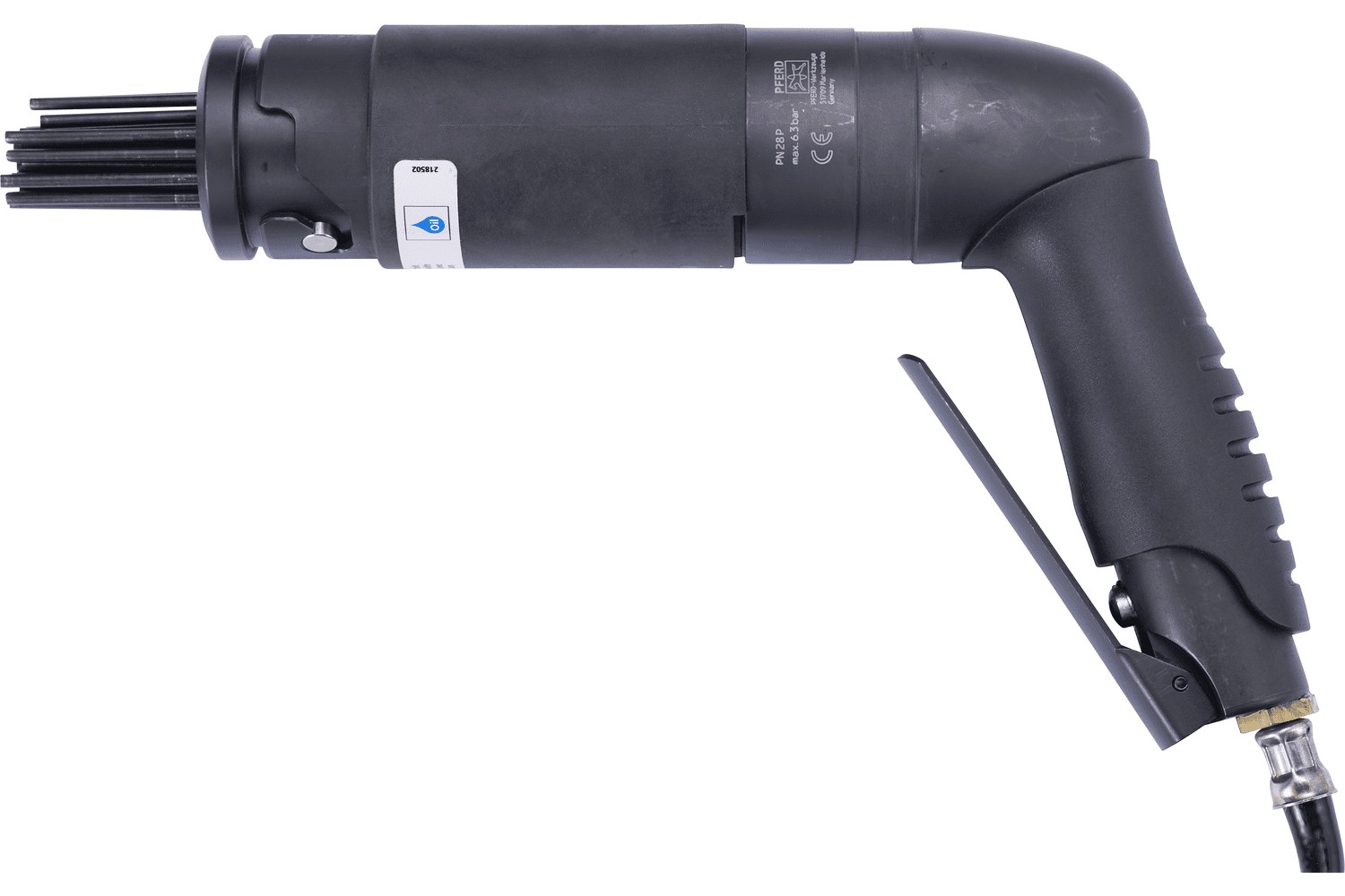 Pistola de agujas con mango de agarre envolvente y 28 agujas