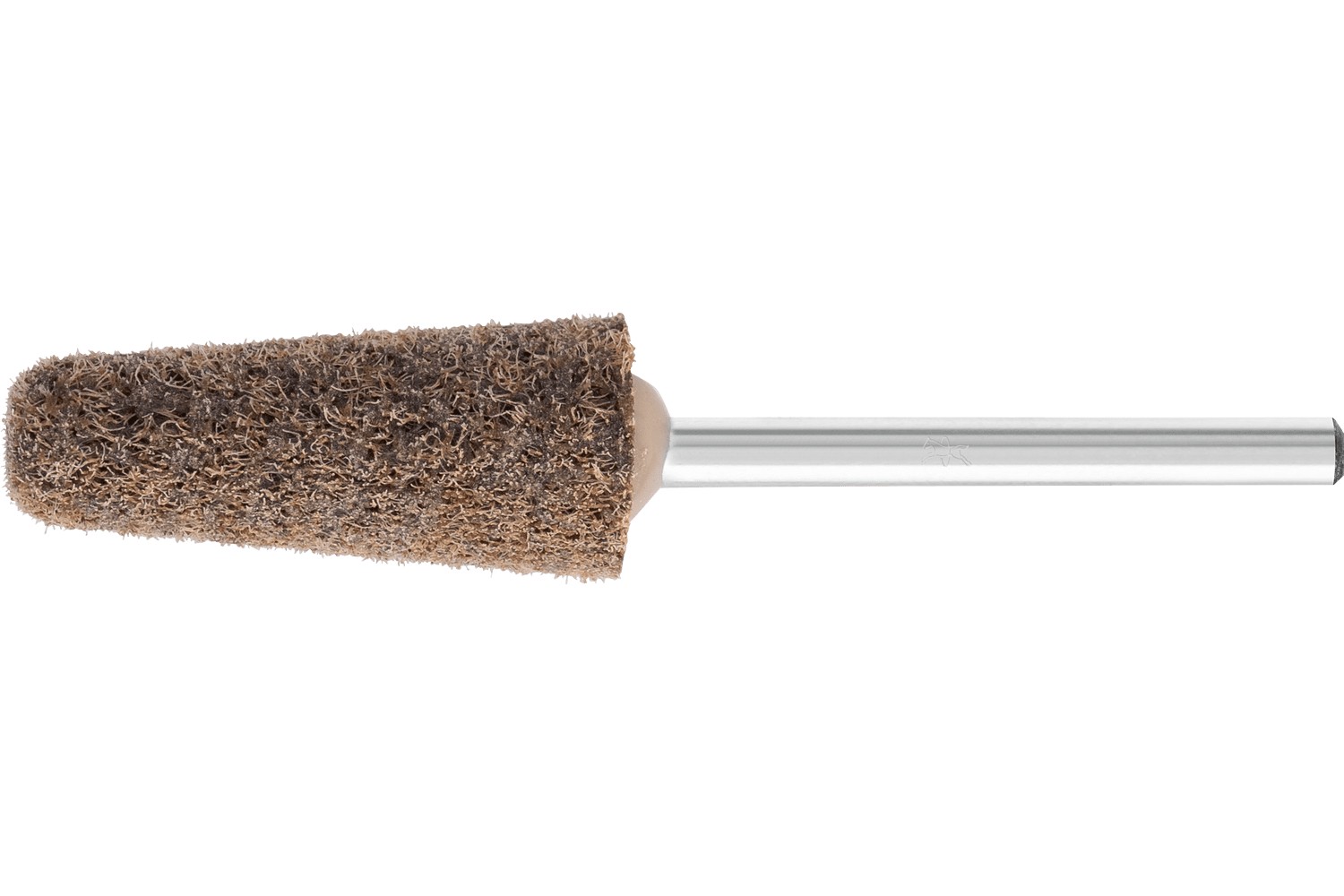 Muela de vellón prensada POLINOX forma cónica PNER Ø 10x25 mm, mango Ø 3 mm, duro A, basto para acabado