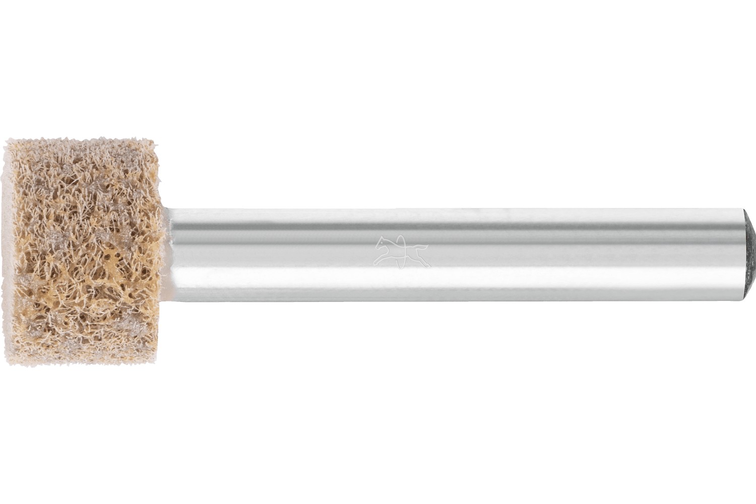 Muela de vellón prensada POLINOX forma cilíndrica PNER Ø 15x10 mm, mango Ø 6 mm, semiduro A, fino para acabado