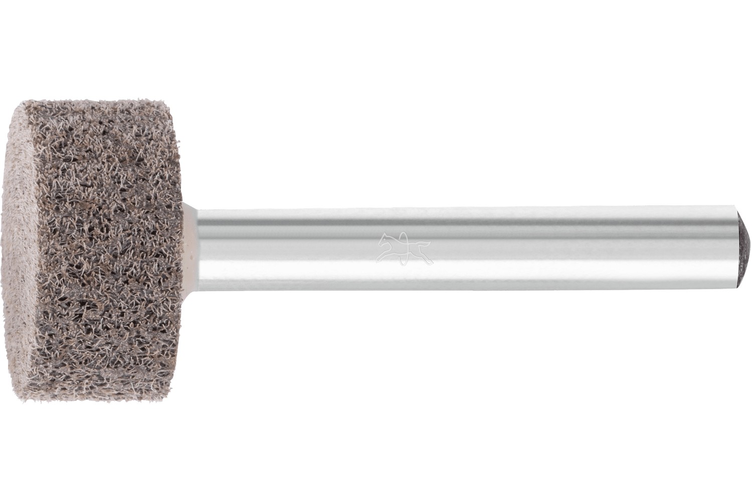 Muela de vellón prensada POLINOX forma cilíndrica PNER Ø 20x10 mm, mango Ø 6 mm, semiduro A, fino para acabado