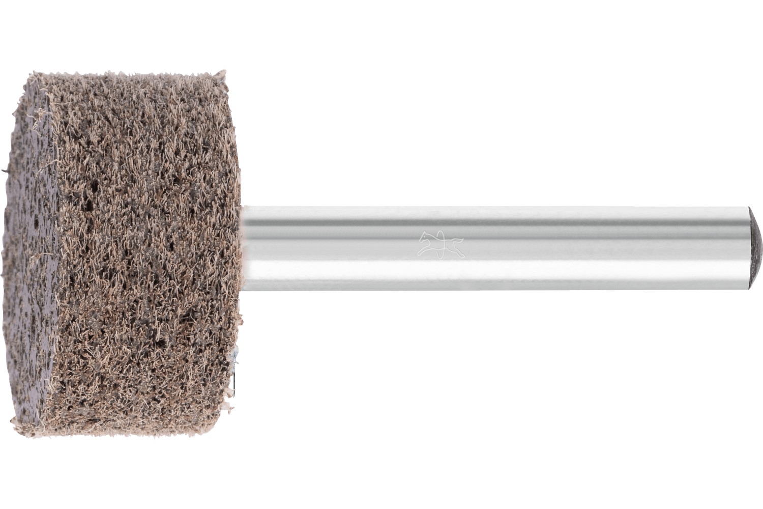 Muela de vellón prensada POLINOX forma cilíndrica PNER Ø 25x13 mm, mango Ø 6 mm, semiduro A, fino para acabado