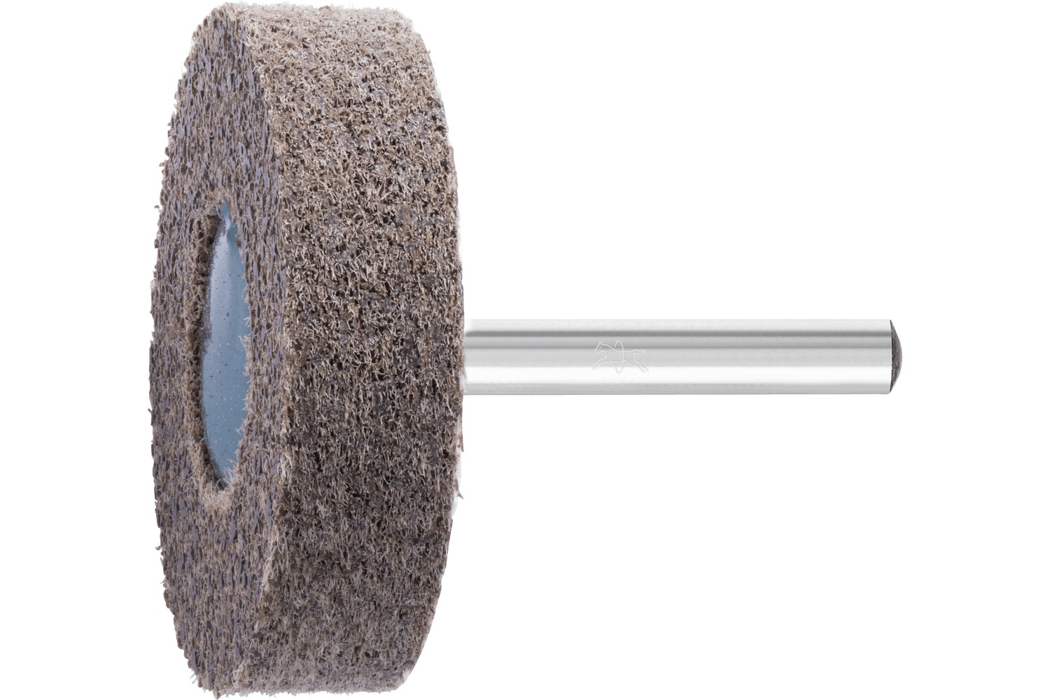 Muela de vellón prensada POLINOX forma cilíndrica PNER Ø 50x13 mm, mango Ø 6 mm, semiduro A, fino para acabado