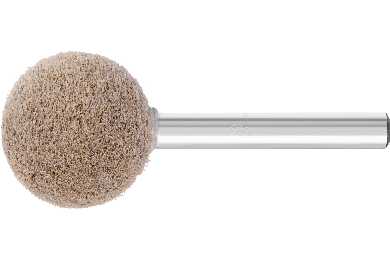 Muela de vellón prensada POLINOX forma esférica PNER Ø 25 mm, mango Ø 6 mm, semiblando A, fino para acabado