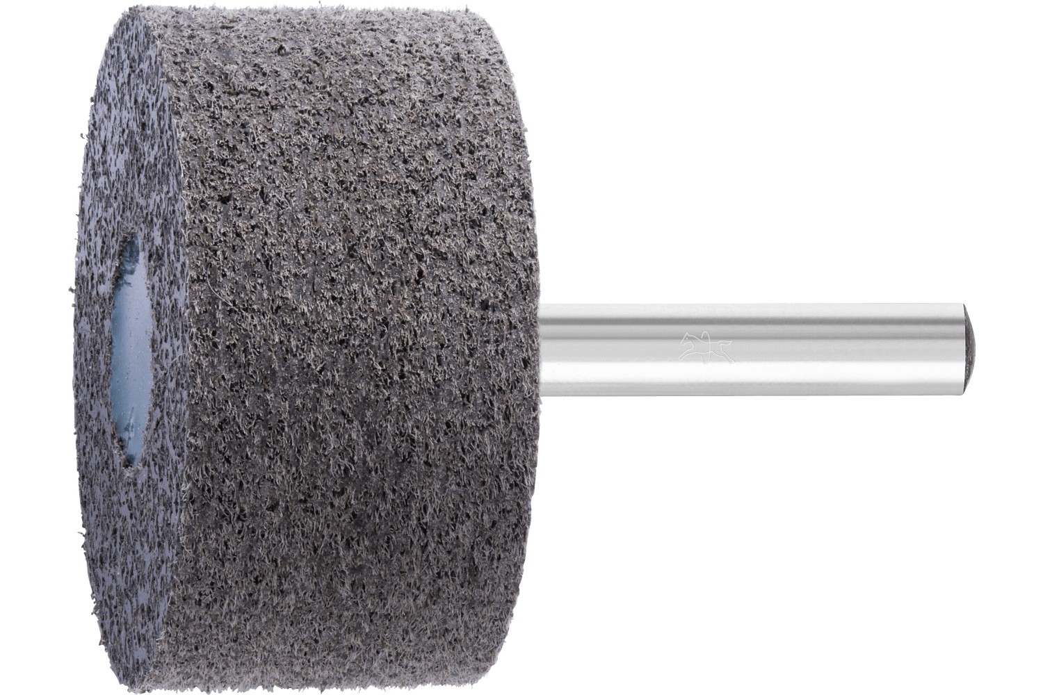 Muela de vellón prensada POLINOX forma cilíndrica PNER Ø 50x25 mm, mango Ø 6 mm, blando A, basto para acabado