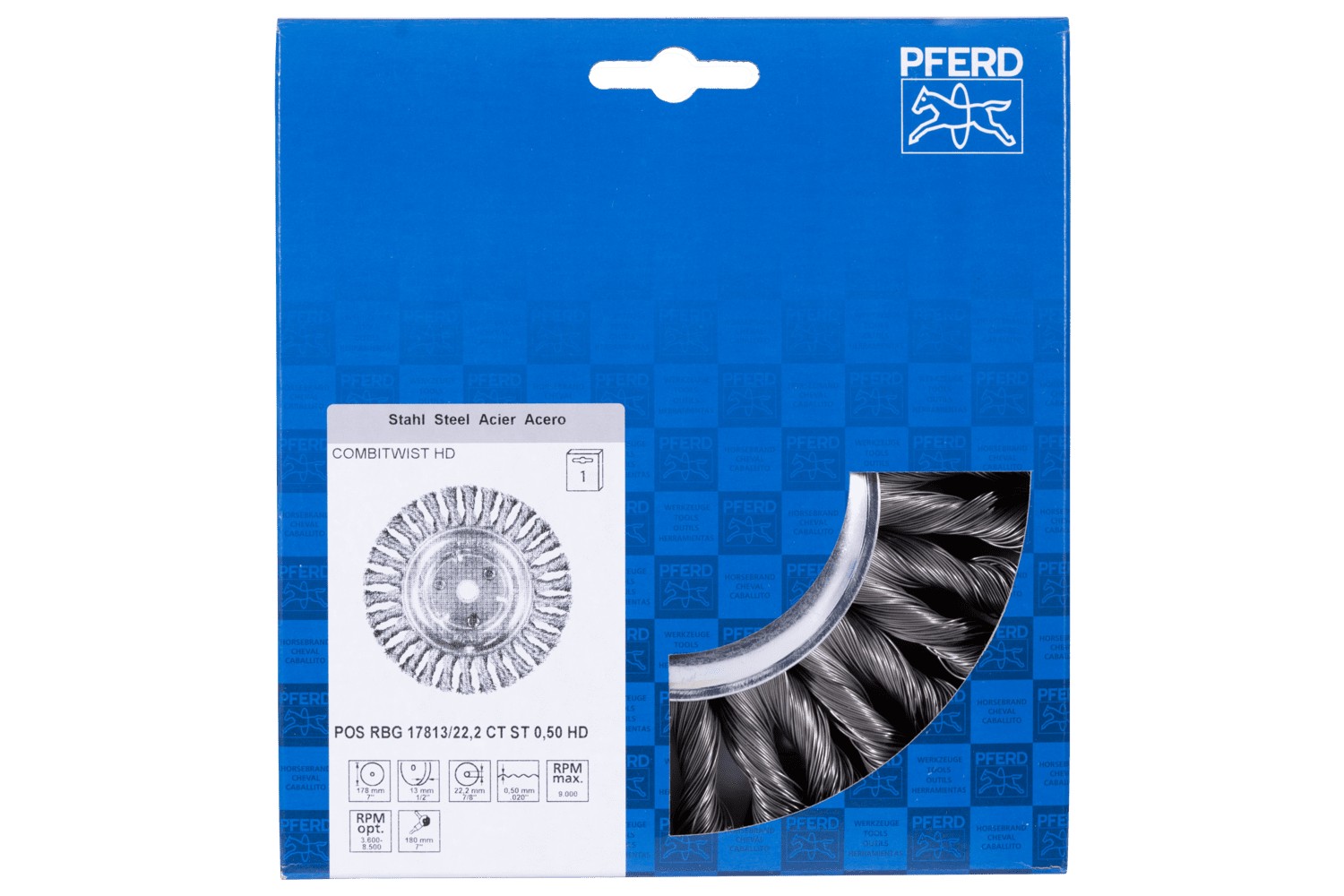 Carda redonda COMBITWIST POS trenzada RBG HD Ø 178x13x22,2 mm, alambre de acero Ø 0,50 mm, amoladora angular