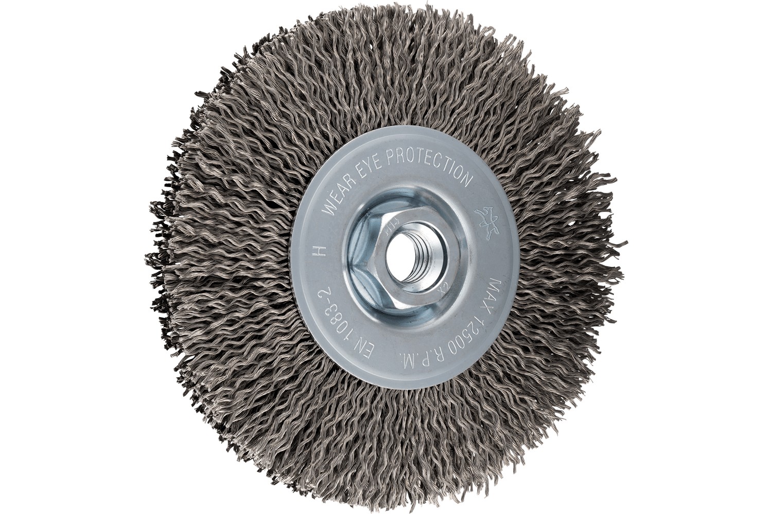 Carda redonda sin trenzar RBU Ø 125x15 mm M14, Ø 0,30 mm alambre trenzado de acero inoxidable, amoladora angular