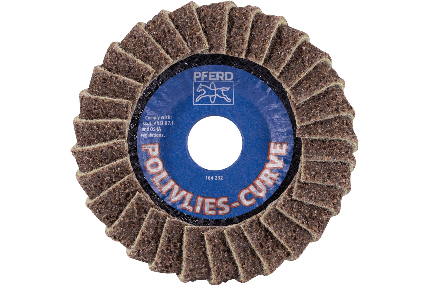 Disco de láminas lijadoras POLIVLIES CURVE PVL-R de corindón, Ø 115 mm, agujero 22,23 mm, A100G para lijado fino de cordones en ángulo