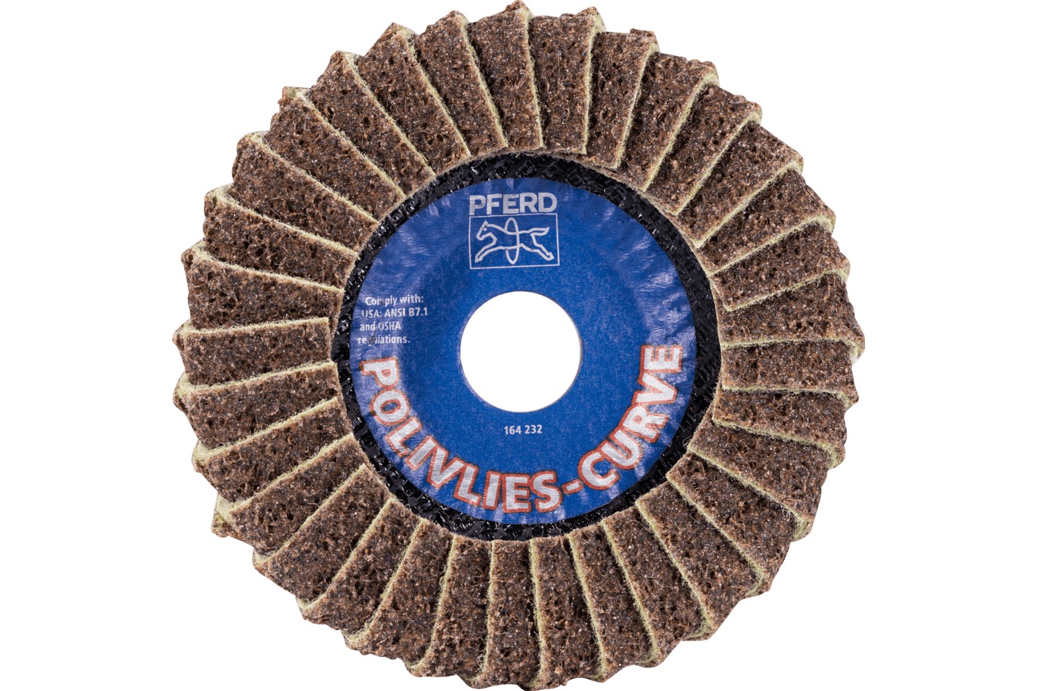 Disco de láminas lijadoras POLIVLIES CURVE PVL-R de corindón, Ø 125 mm, agujero 22,23 mm, A100G para lijado fino de cordones en ángulo