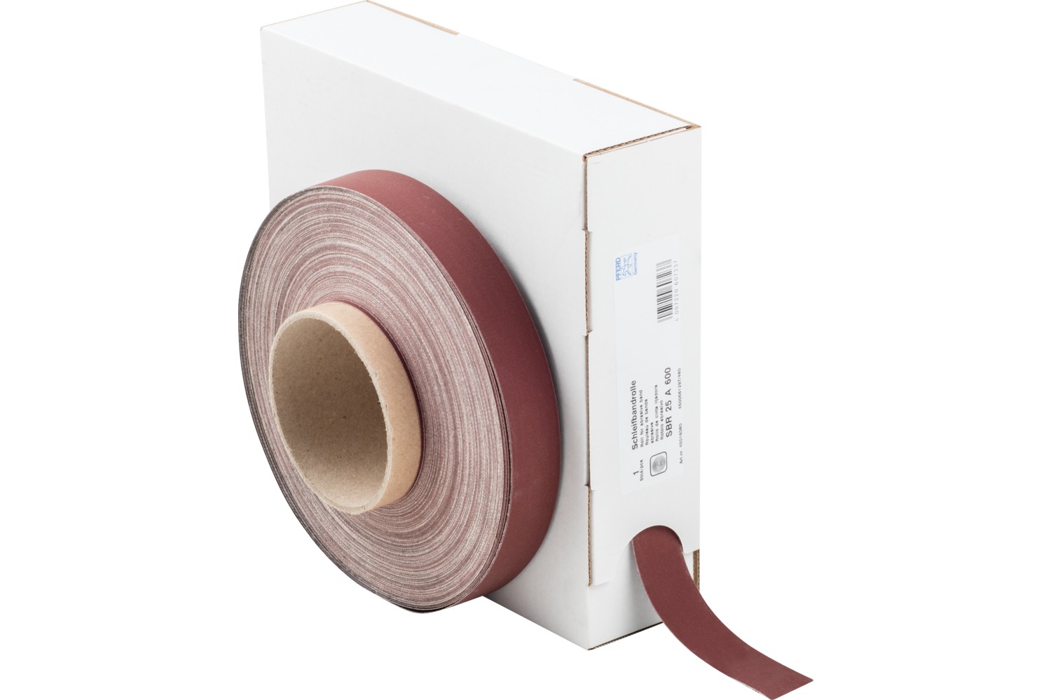 Rollo de lija de corindón, tejido SBR, ancho 25 mm x largo 50 m A600 para aplicación universal