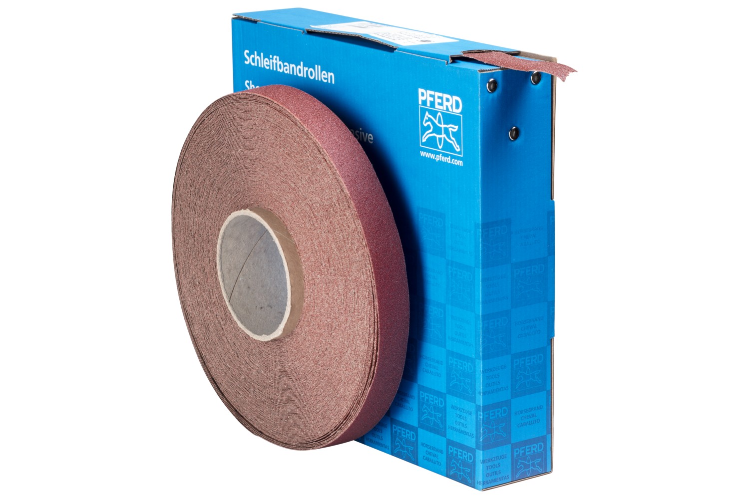 Rollo de lija de corindón, tejido SBR, ancho 25 mm x largo 50 m A80 para aplicación universal