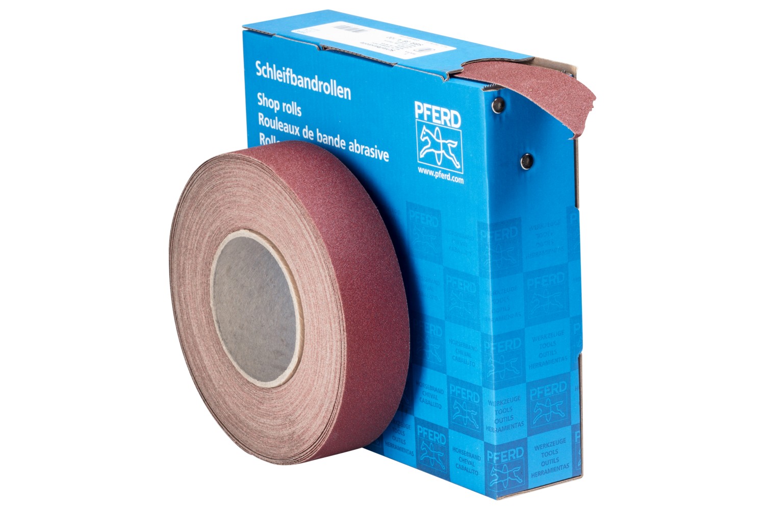 Rollo de lija de corindón, tejido SBR, ancho 38 mm x largo 25m A100 para aplicación universal