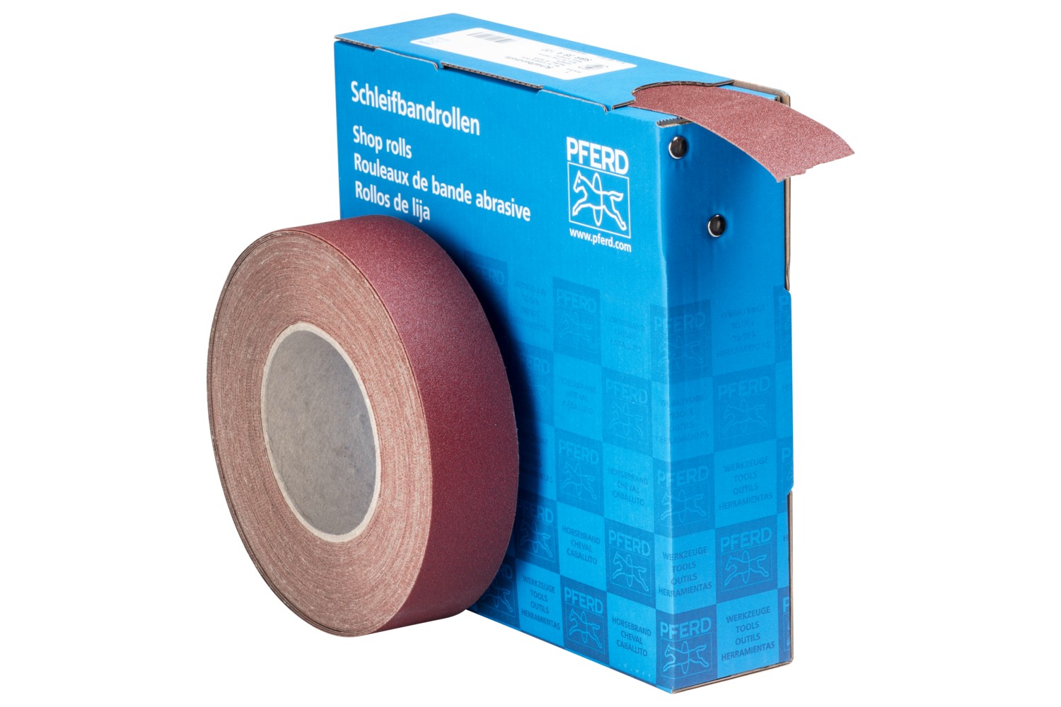 Rollo de lija de corindón, tejido SBR, ancho 38 mm x largo 25m A120 para aplicación universal