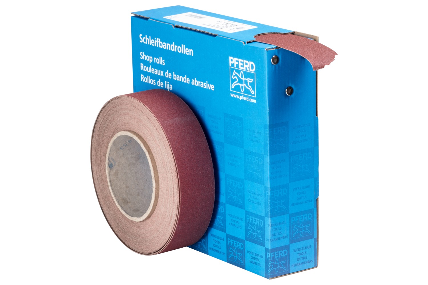 Rollo de lija de corindón, tejido SBR, ancho 38 mm x largo 25m A150 para aplicación universal