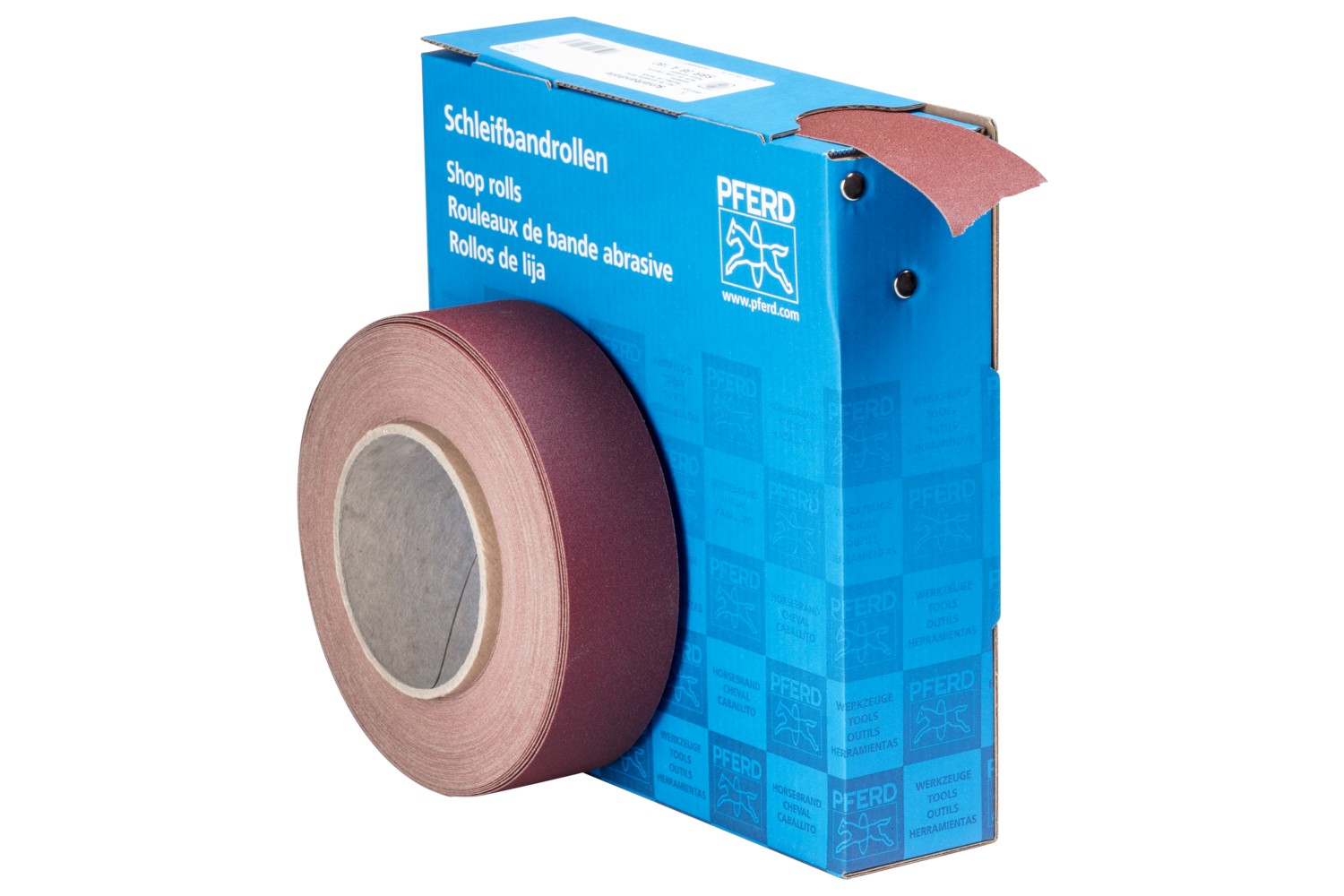 Rollo de lija de corindón, tejido SBR, ancho 38 mm x largo 25m A180 para aplicación universal