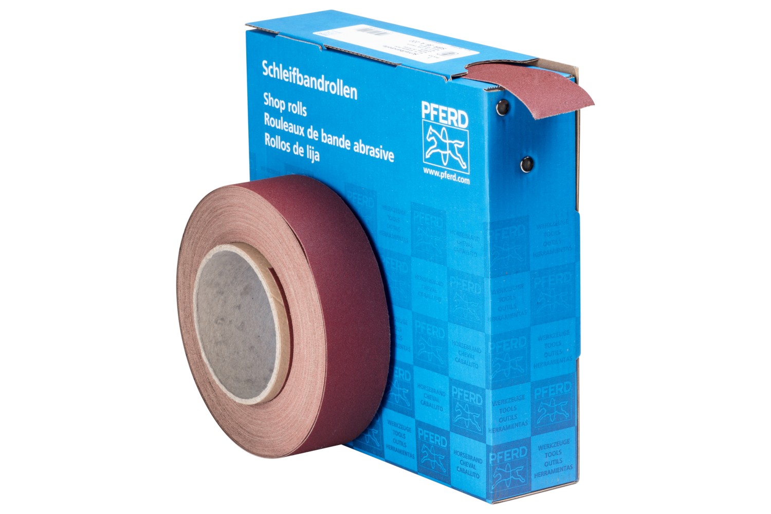 Rollo de lija de corindón, tejido SBR, ancho 38 mm x largo 25m A220 para aplicación universal