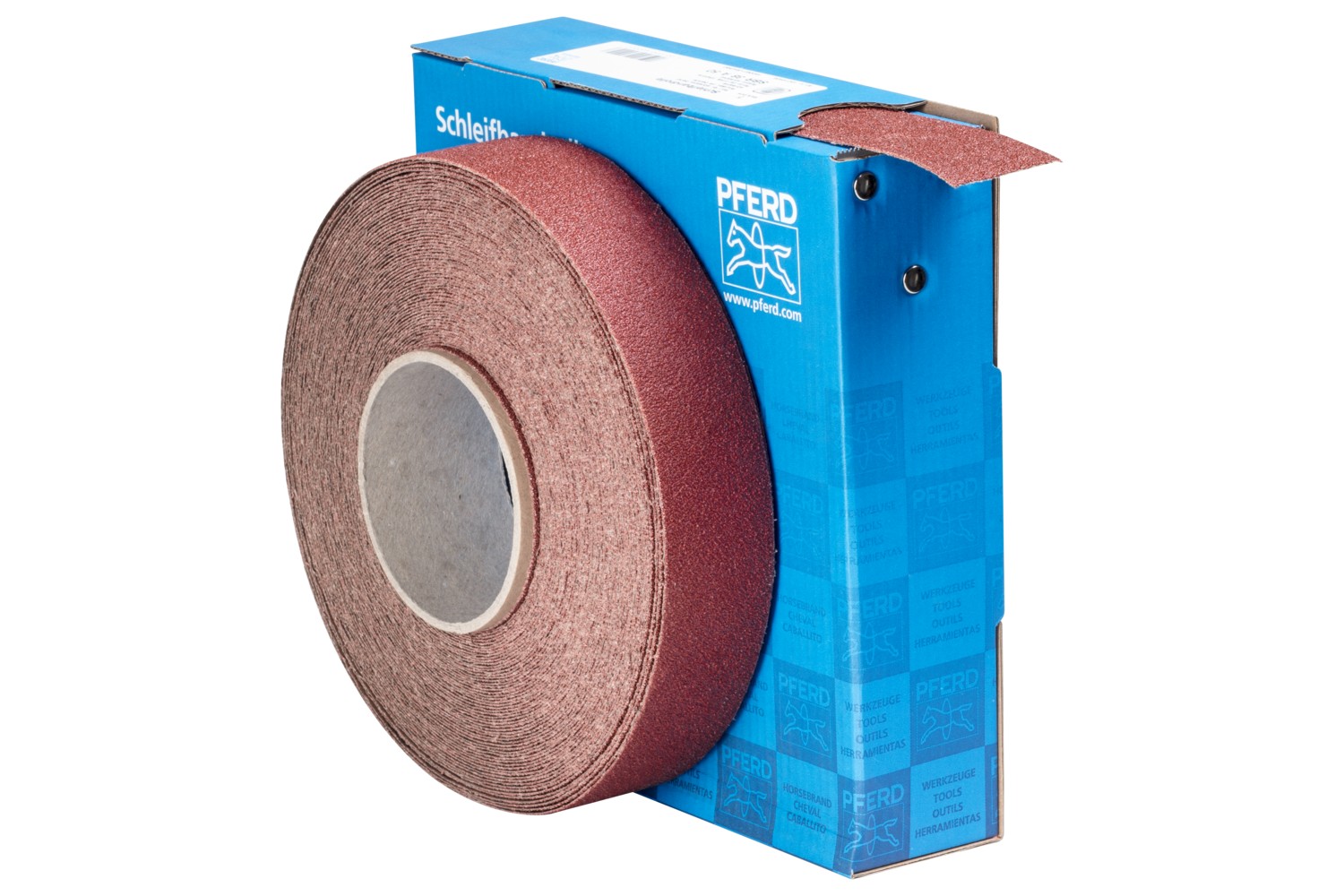 Rollo de lija de corindón, tejido SBR, ancho 38 mm x largo 25m A50 para aplicación universal