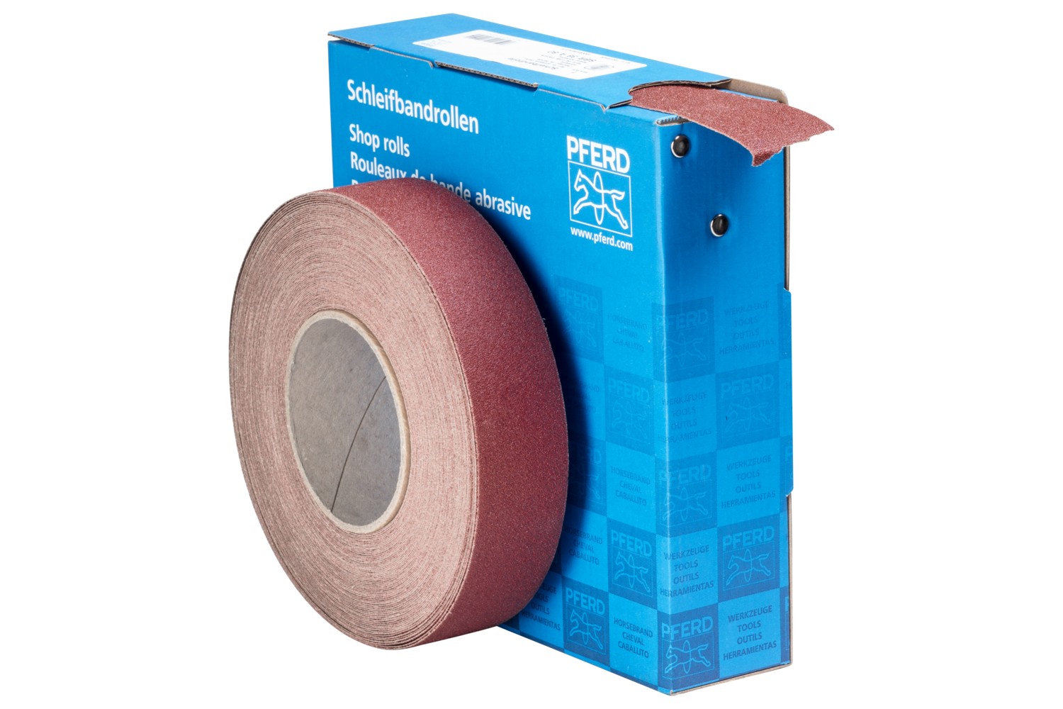 Rollo de lija de corindón, tejido SBR, ancho 38 mm x largo 25m A80 para aplicación universal