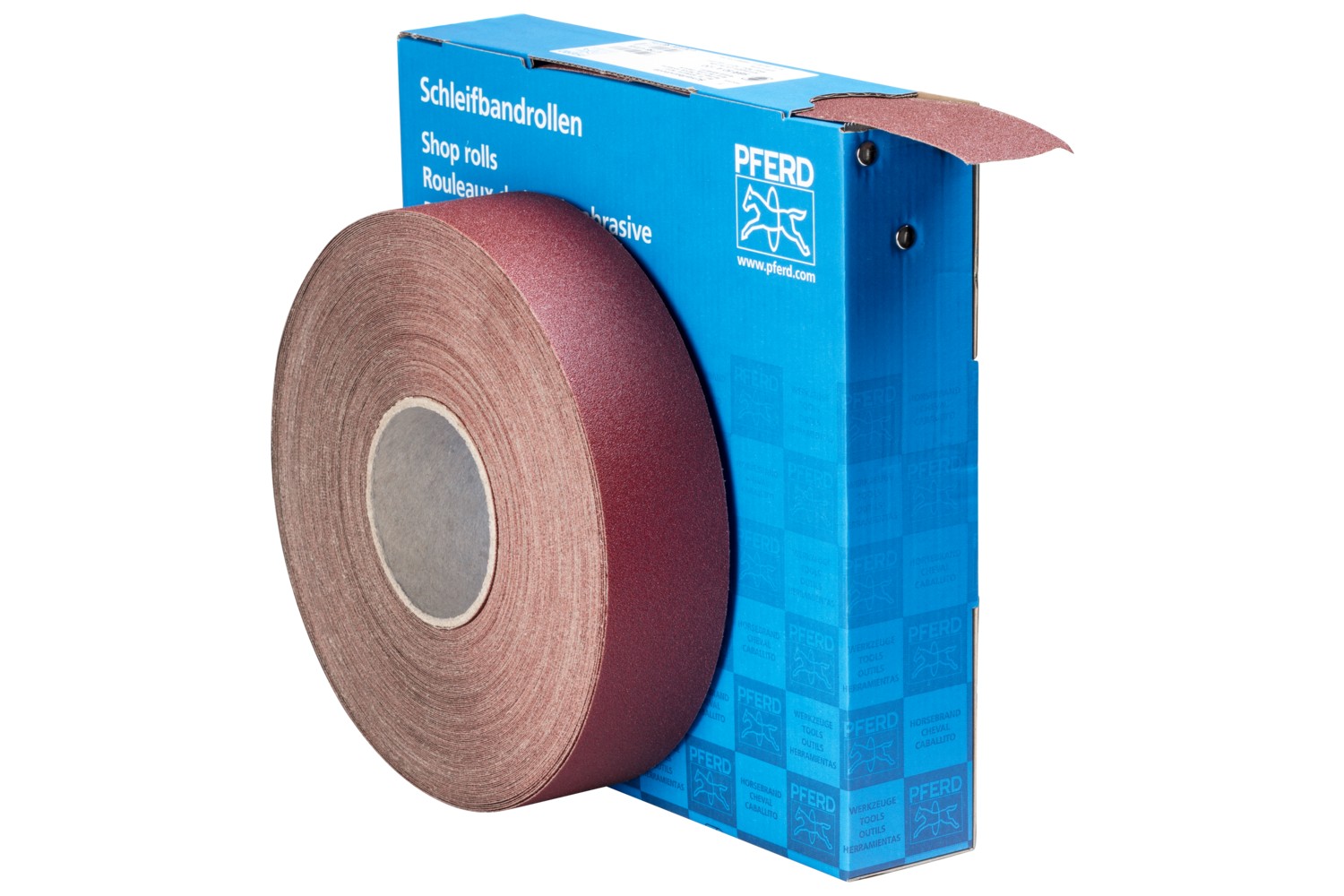 Rollo de lija de corindón, tejido SBR, ancho 50 mm x largo 50 m A100 para aplicación universal