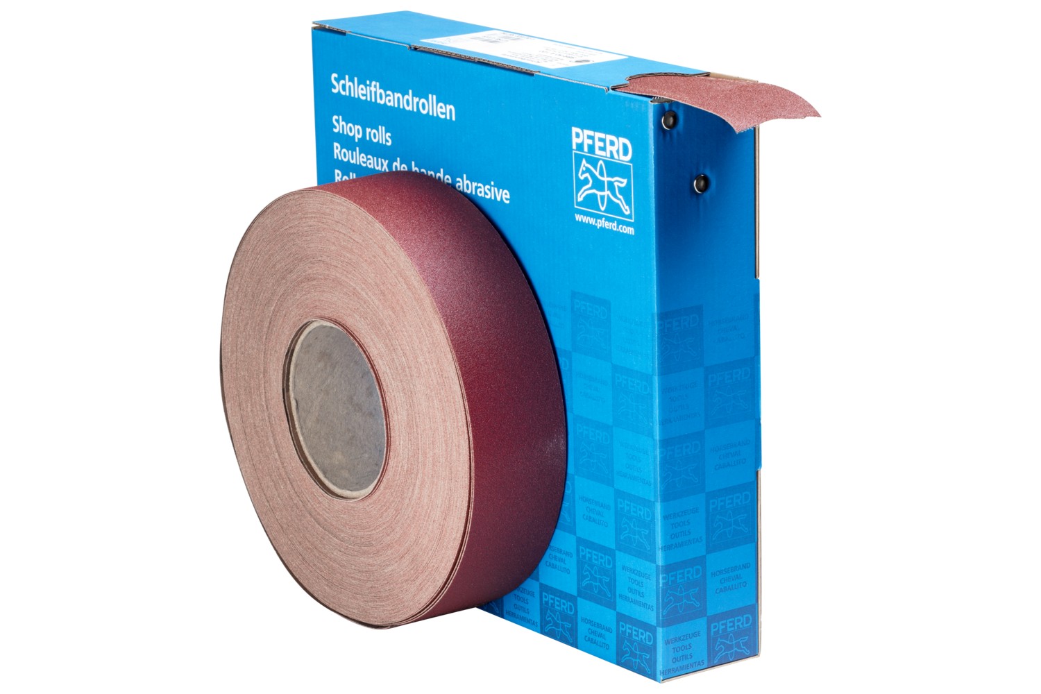 Rollo de lija de corindón, tejido SBR, ancho 50 mm x largo 50 m A120 para aplicación universal