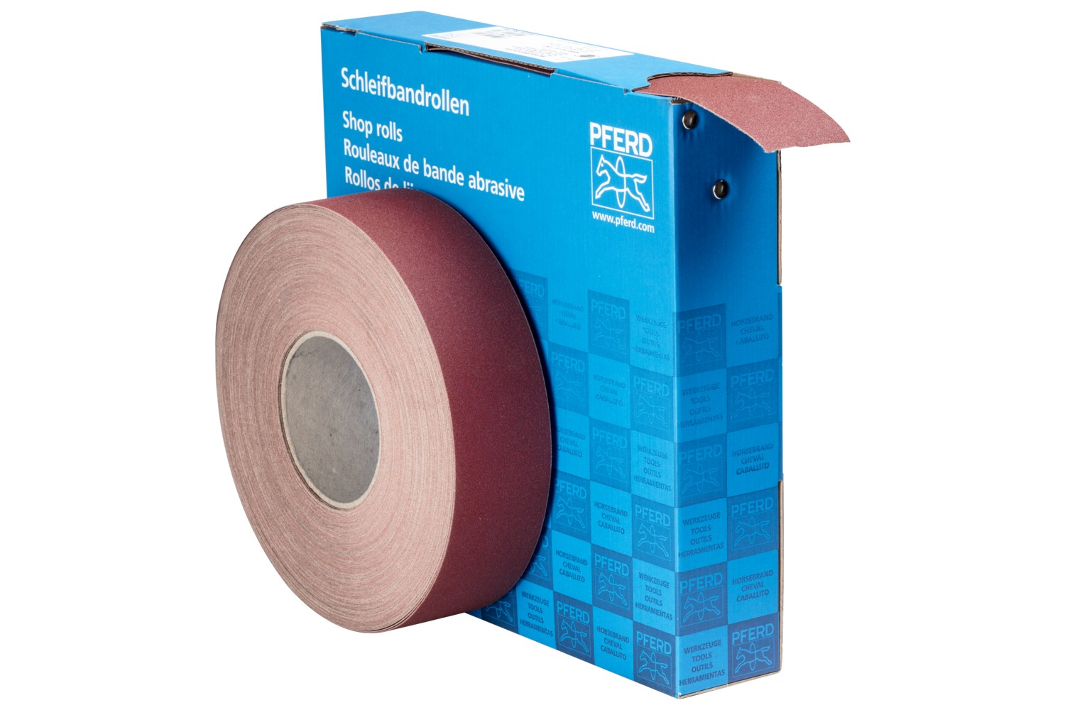 Rollo de lija de corindón, tejido SBR, ancho 50 mm x largo 50 m A150 para aplicación universal