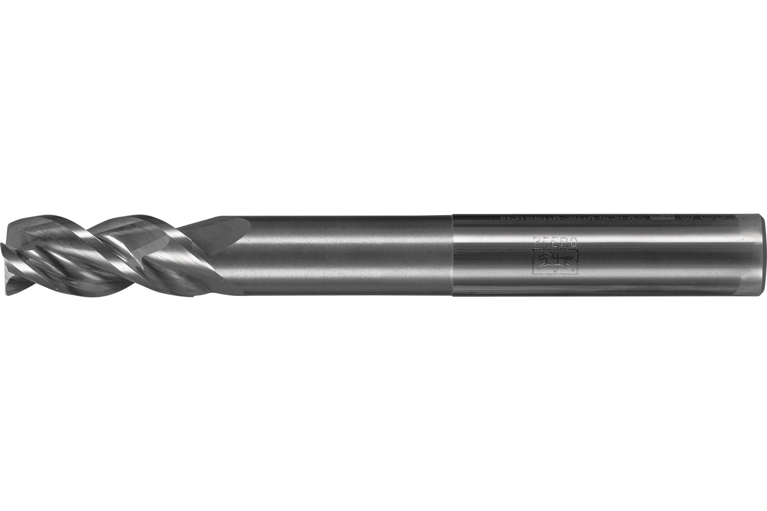 Fresa VHM Ø12 mm, 3 filos, 2xDC, destalonado del cuello extralargo, chaflán 0,25 mm, sin recubrimiento, mango HA, Rendimiento en aluminio