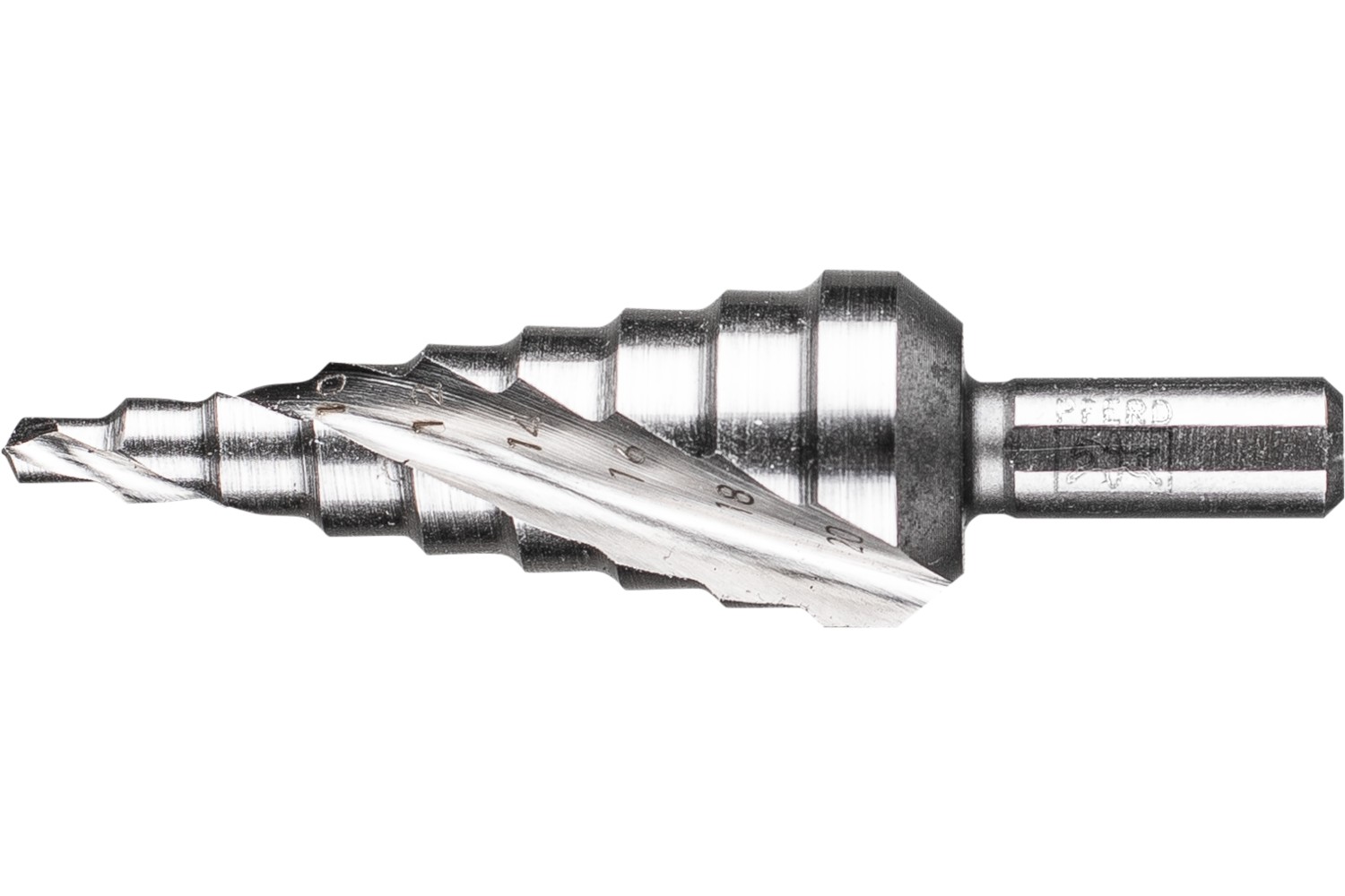 Broca escalonada HSS 9 etapas de perforación Ø 4-20 mm vástago triangular Ø 8 mm