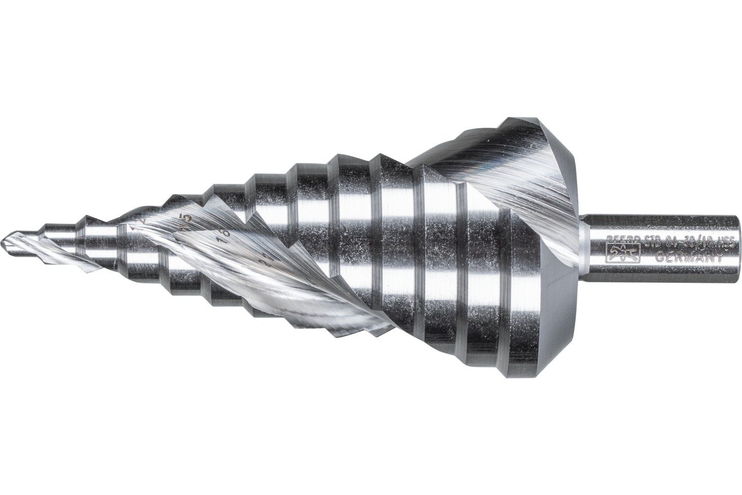 Broca escalonada HSS 13 etapas de perforación Ø 4-39 mm vástago triangular Ø 10 mm