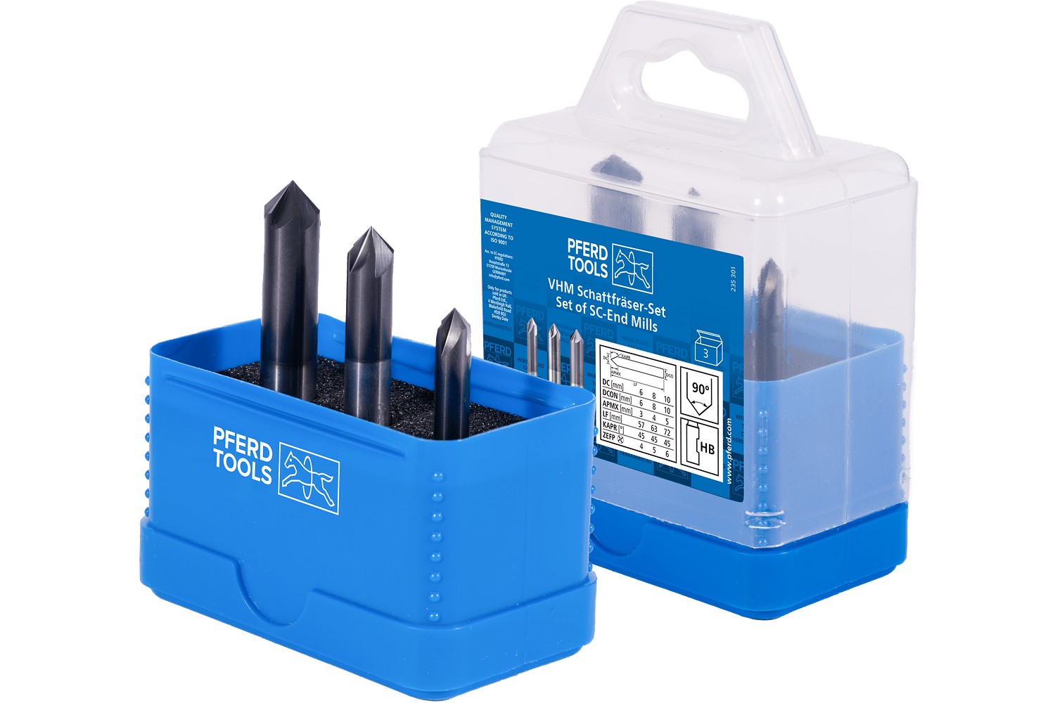 Set de fresas para desbarbar SCM, 3 piezas, ø 6/8/10 mm 90°, mango HB Universal Line, achaflanado y desbarbado