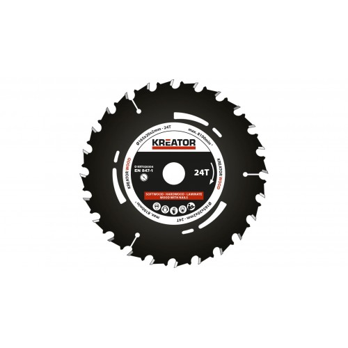 KRT020304 Hoja de sierra circular Ø 165x20x2,0mm 24T
