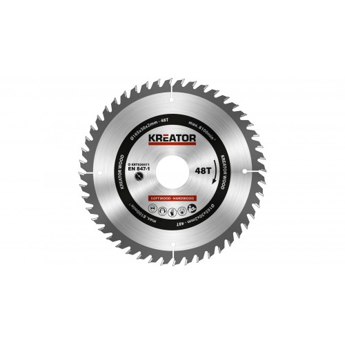 KRT020411 Hoja de sierra circular Ø 165x30x2,0mm 48T