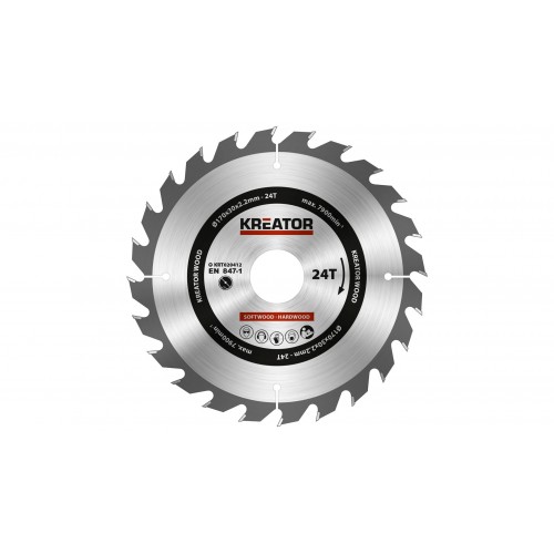 KRT020412 Hoja de sierra circular Ø 170x30x2,2mm 24T