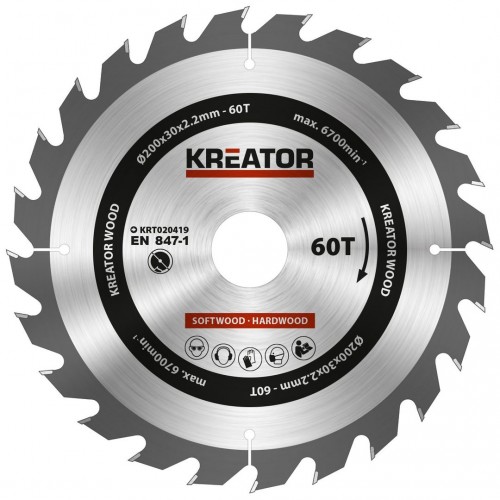 KRT020416 Hoja de sierra circular Ø 190x30x2,2mm 24T