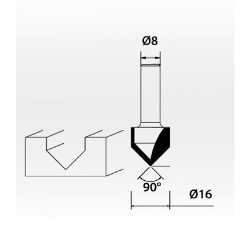 KRT060141 Fresas Fresa para ranurar en V Ø16mm