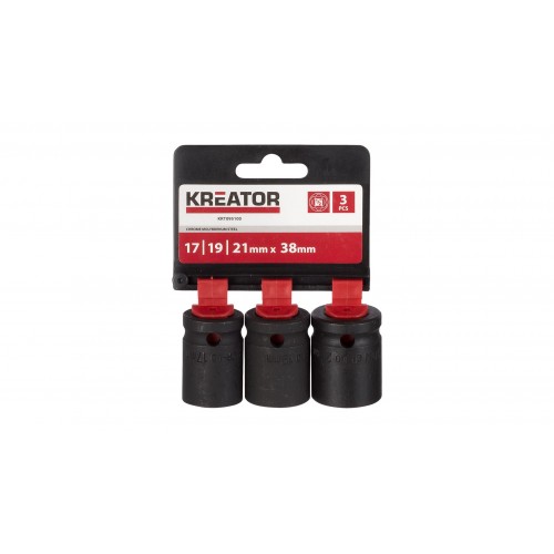 KRT095100 Llaves de vaso de impacto 17-19-21mm 3pz