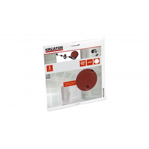 KRT232004 Papel de lija cartón yeso circular Ø 225mm g60 5pcs