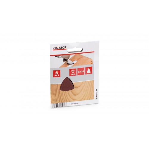 KRT280007 Papel de lija triangular 50x37mm g120 - 6 uds.